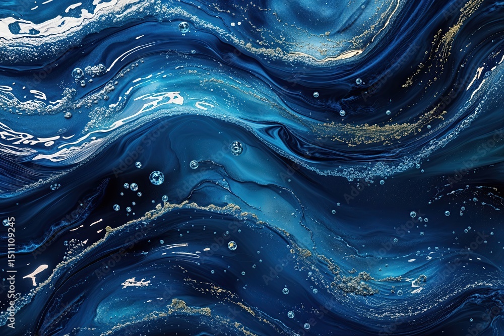 Poster vibrant deep ocean background with dynamic swirling texture and luminous shine