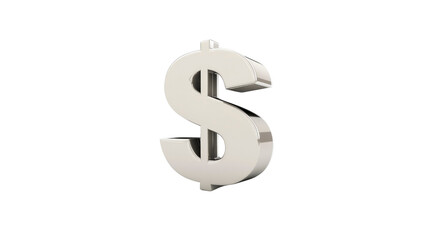 Obraz premium 3D Render of a Silver Dollar Sign on Transparent Background