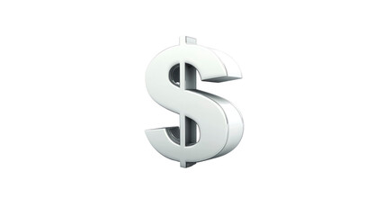 Obraz premium 3D Render of a Silver Dollar Sign on Transparent Background