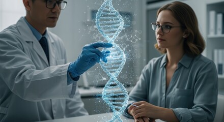 DNA Analysis in the Lab. Scientists working on DNA