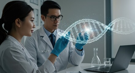 DNA Analysis in the Lab. Scientists working on DNA