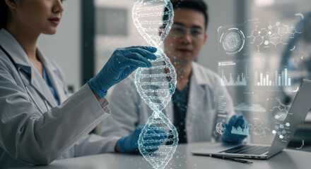 DNA Analysis in the Lab. Scientists working on DNA