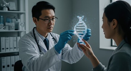 DNA Analysis in the Lab. Scientists working on DNA