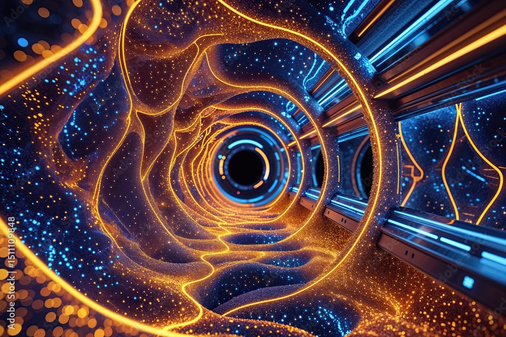 Poster futuristic particle texture weave in advanced technology wave systems