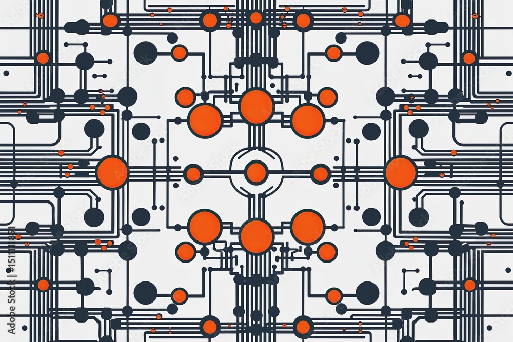 Poster symmetrical electronic circuit design using dots and lines techniques