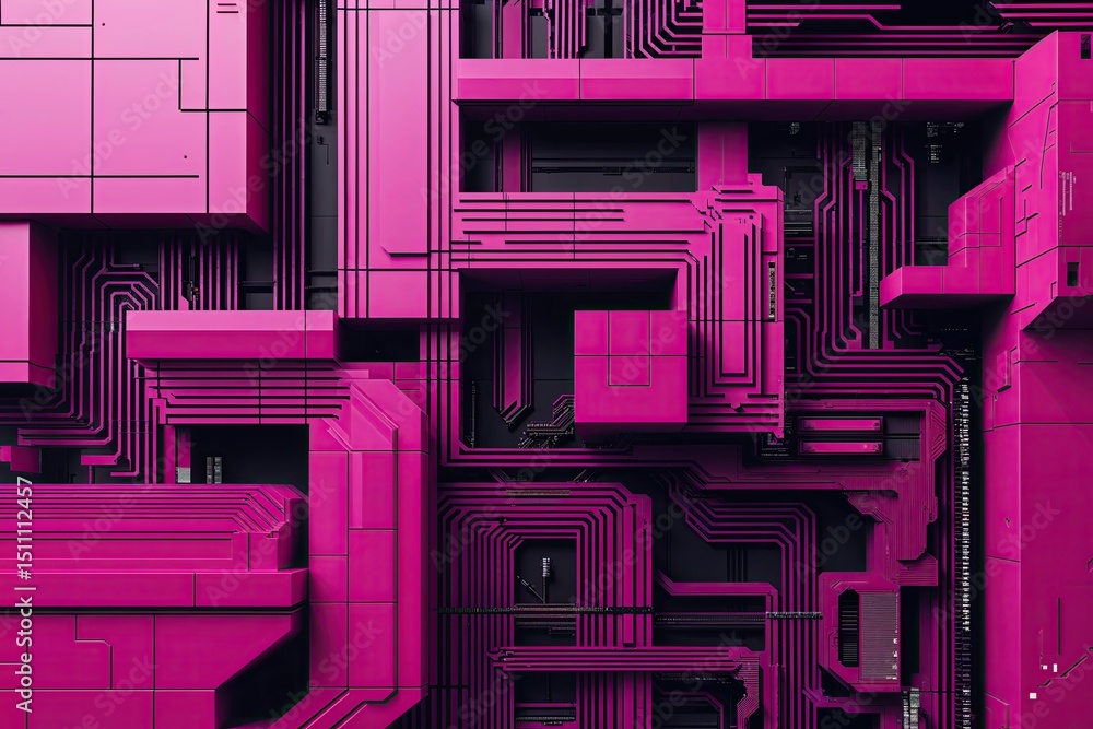 Aufkleber magenta tech art framework showcasing pixelated styles and modern design