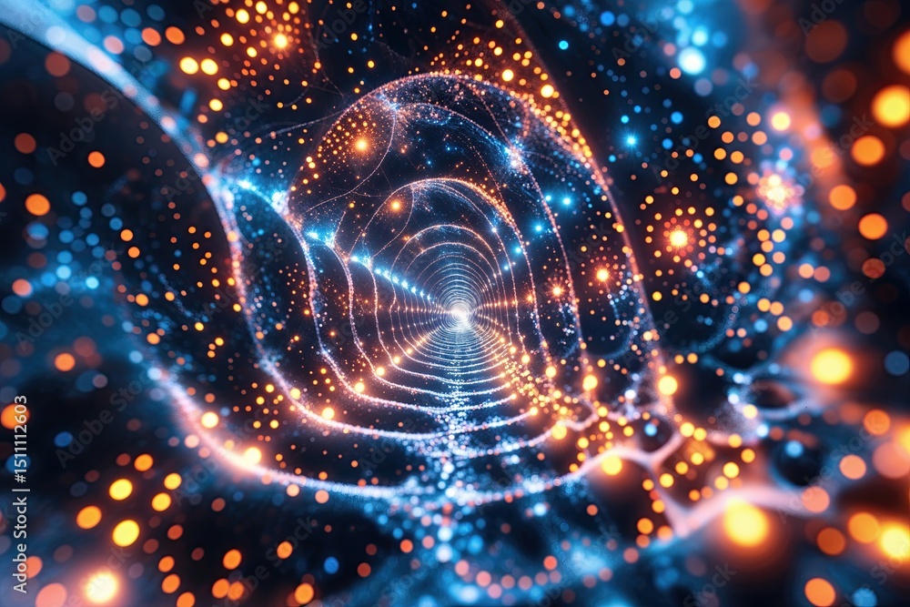 Aufkleber cutting edge digital particle flow background innovative fractal technology banner