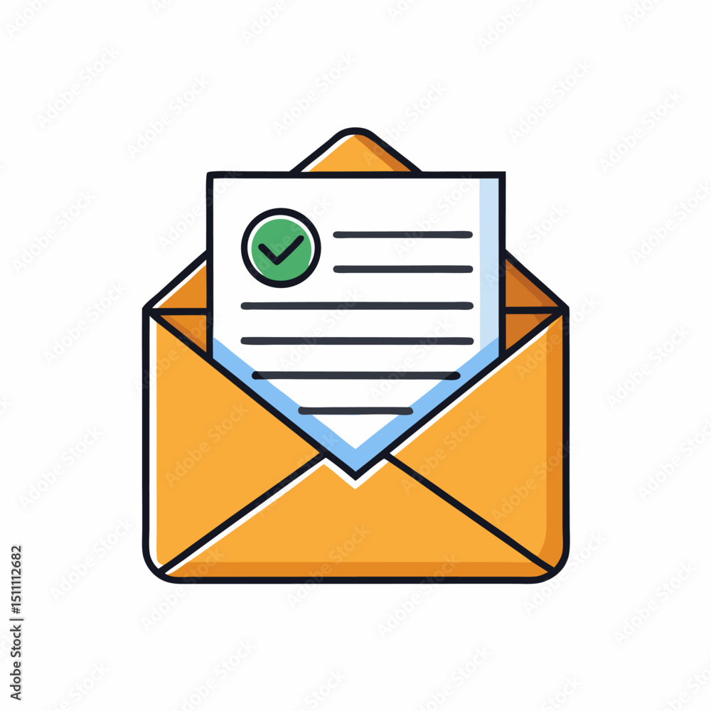 Poster approved document in open envelope email confirmation success