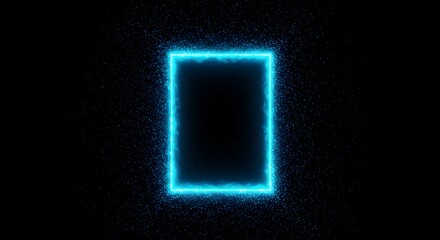 Glowing Blue Square on Black Background