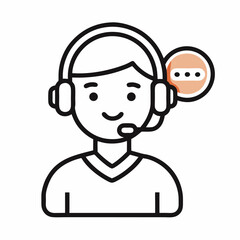 Obraz premium Friendly customer service representative with headset and chat bubble