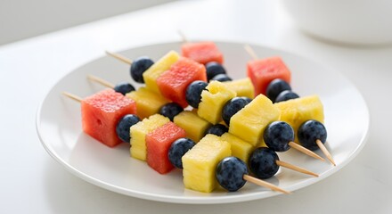 Fruit Skewers Watermelon, Pineapple, Blueberry