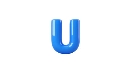 Glossy Blue 3D Letter U
