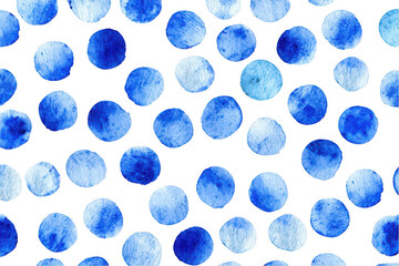 Blue polka dots on a white background, seamless pattern, png, transparent