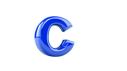 Fototapeta premium Glossy Blue 3D Letter C - Alphabet Graphic Element