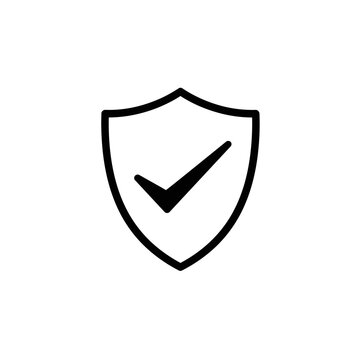Shield icon with check mark design for security concept  