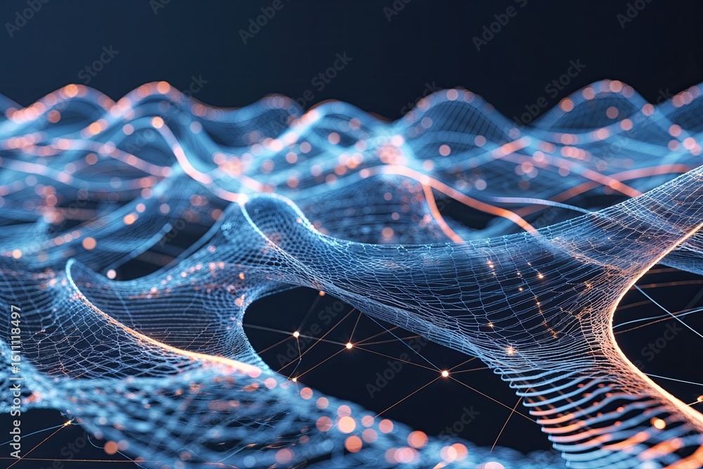 Poster innovative digital mesh threads transforming modern technology design