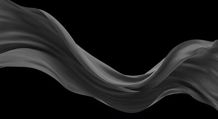 Gray Fabric Flowing Against a Black Background
