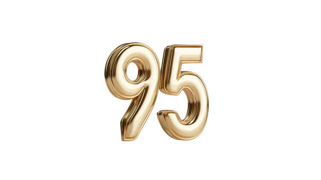 Golden Number 95 - 3D Rendered Anniversary or Celebration Digit