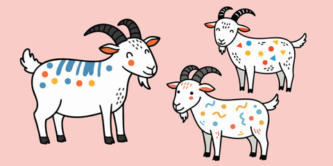 Patterned Cartoon Goats for Eid