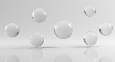 Clear Glass Sphere Floating on Reflective Surface
