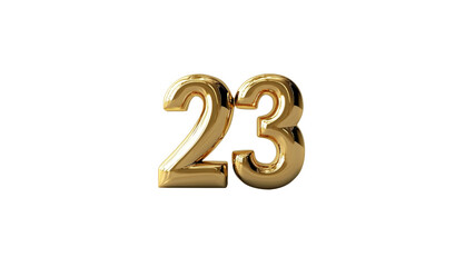 Golden Number 23 3D Rendered Shiny Number Twenty-Three for Anniversary, Birthday, or Celebration