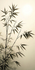 Fototapeta premium bamboo leaves on black background