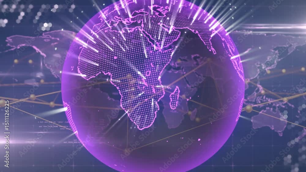 Poster america outline appearing initiating sphere rotating then frame zooming nodes visualizing network