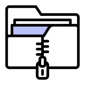 Compressed Zip File Icon - Color Lineal Style for Digital Storage. (Color Lineal Style)