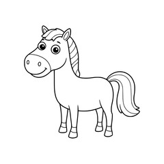 horse drawing illustration for kids coloring book