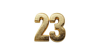 Golden Number 23 on Transparent Background - 3D Render