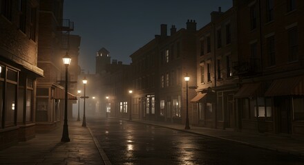 A 1930s fictional city center night and lights