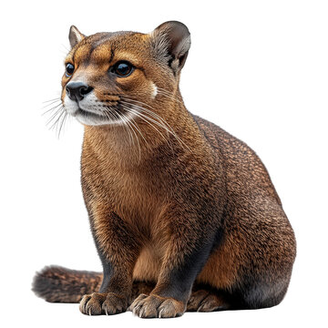 Detailed illustration of a cute eyra cat with light brown fur on transparent background