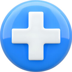 Plus sign cross symbol 3d illustration on transparent background