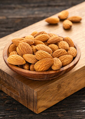 Dried almond nuts in a bowl - Prunus dulcis