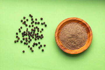 Aromatic black pepper in a bowl - Piper nigrum