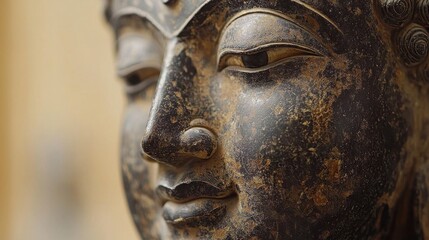 Serene Buddha Statue Close-up of Ancient Sculpture
