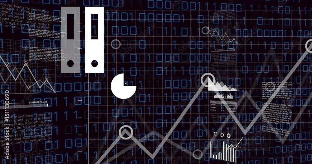 Poster matrix starting laptop icon appearing and charts merging into dashboard then fading