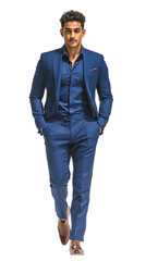 Fototapeta premium Indian Man in Formal Suit Walking on isolated Background