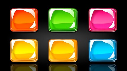 Colorful glossy square buttons