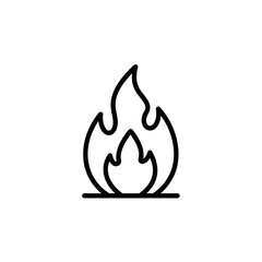 Flame icon in simple line art style representing fire concept  