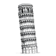 Detailed Pisa Tower Monument Scribble Vector Illustration for Editorials