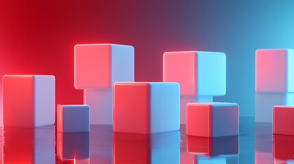 Obraz premium Abstract 3D Cubes Neon Light