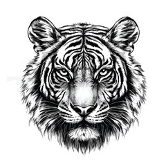 Fototapeta premium Intricate Tiger Face Cool Sketch Vector Illustration Isolated for Professional Design Projects