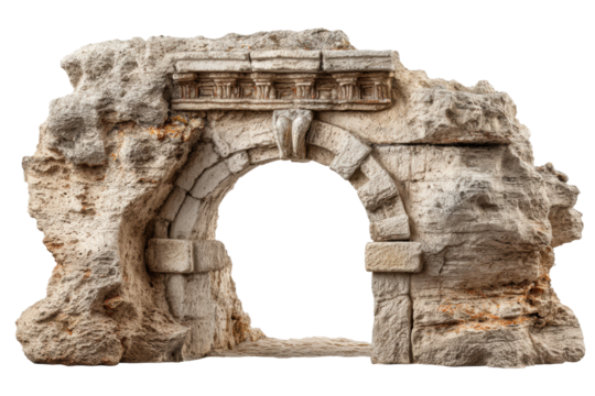 PNG Ancient roman stone archway with intricate carvings and weathered texture