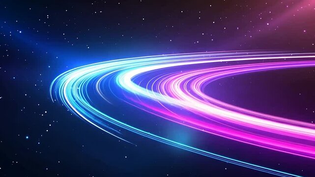 Abstract Light Trails in Cosmic Space: A Symphony of Colors and Motion