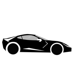 Obraz premium A sleek black sports car illustrated in profile view.