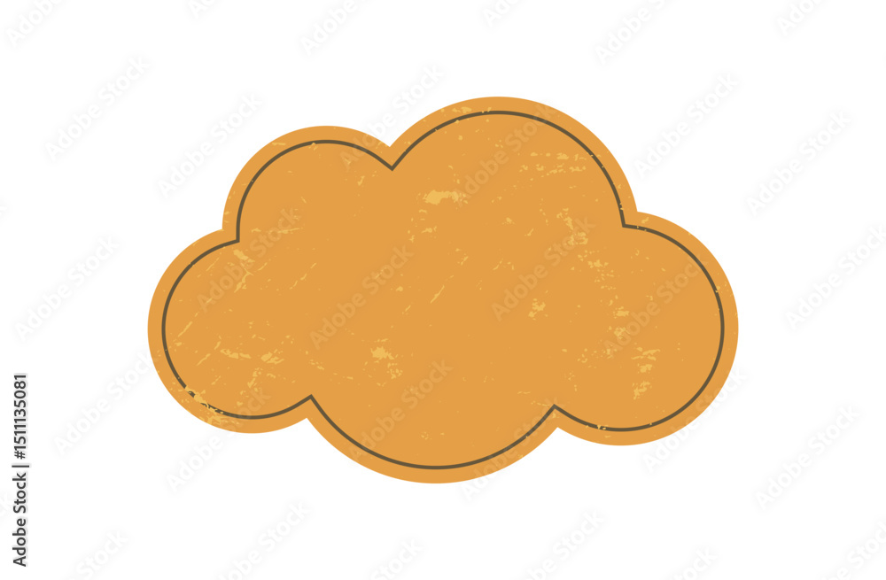 Sticker bold geometric cloud shape. simple abstract bubble element. modern design with grunge texture, flat 
