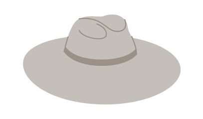 Wide-brim sunhat Hat with band. Head Fashion accessory cap clothing technical illustration. Vector headgear for Men, women, unisex style, flat template CAD mockup sketch outline isolated