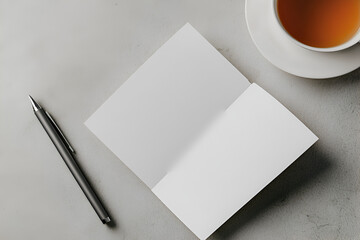 Cozy Tea Setup with Paper on a Rustic Table