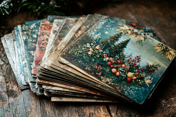 Vintage Books Collection on Rustic Wooden Table